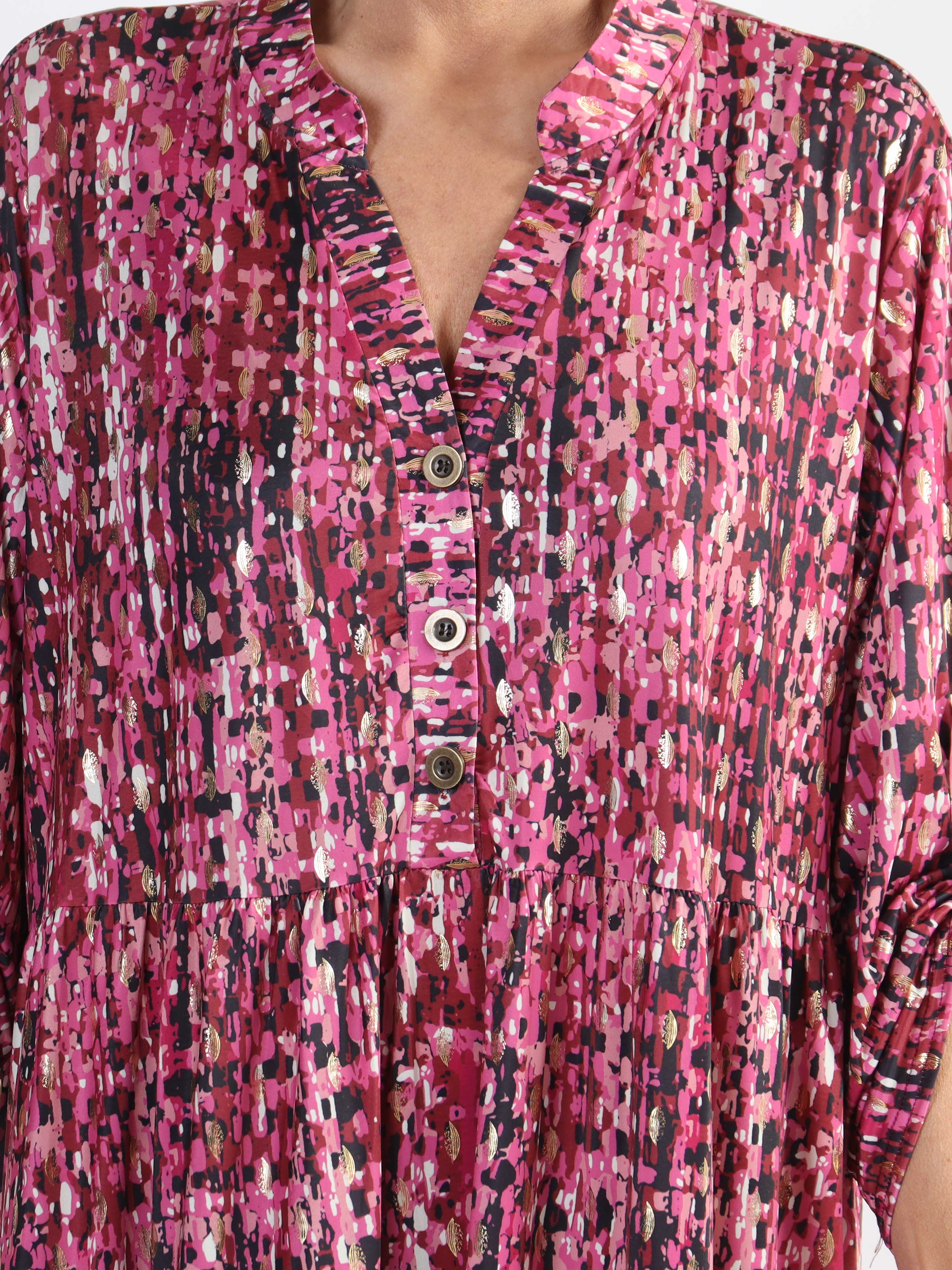 Milano Pattern Midi - Mönstrad plus size klänning med lager på lager look